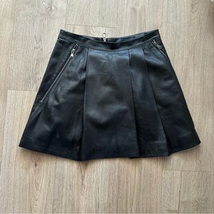 Marc Jacobs Black Leather‎ Pleated Skirt